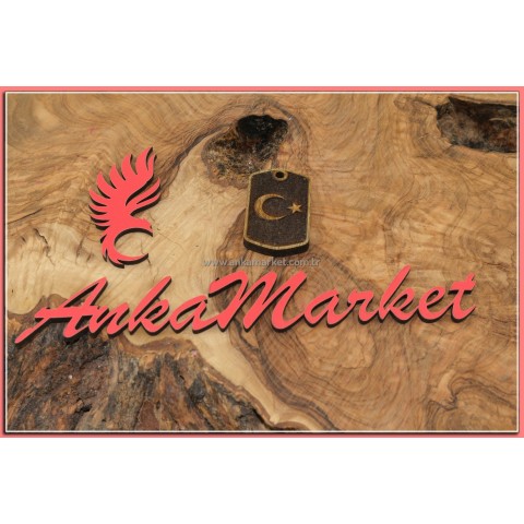 Türk Bayrağı Kolye Ucu - Anahtarlık 0132 Yeşil Pelesenk Ağacı Kokulu