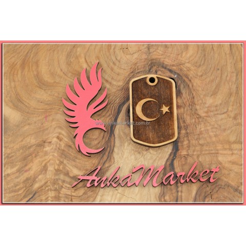 Türk Bayrağı Kolye Ucu - Anahtarlık 0243 Kokulu Ardıç Ağacı