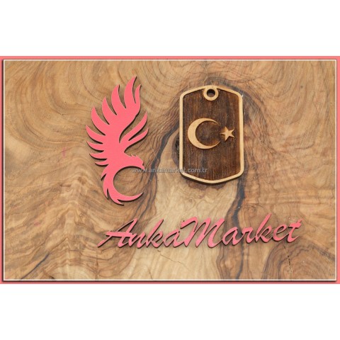 Türk Bayrağı Kolye Ucu - Anahtarlık 0245 Kokulu Ardıç Ağacı