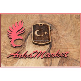 Türk Bayrağı Kolye Ucu - Anahtarlık 0247 Kokulu Ardıç Ağacı
