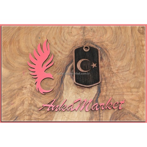 Türk Bayrağı Kolye Ucu - Anahtarlık 0231 Gül Ağacı