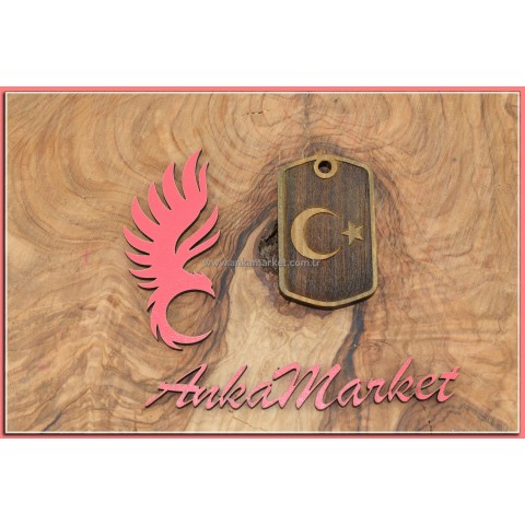 Türk Bayrağı Kolye Ucu - Anahtarlık 0241 Yeşil Pelesenk Ağacı Kokulu