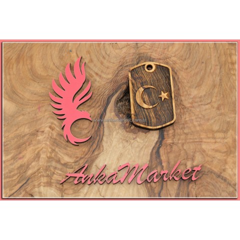 Türk Bayrağı Kolye Ucu - Anahtarlık 0217 Zeytin Ağacı