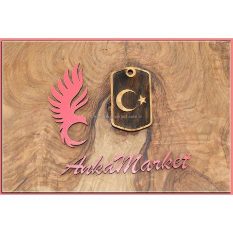 Türk Bayrağı Kolye Ucu - Anahtarlık 0220 Zeytin Ağacı