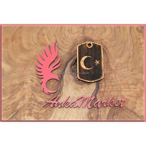 Türk Bayrağı Kolye Ucu - Anahtarlık 0223 Zeytin Ağacı