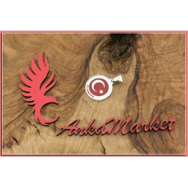 Gümüş Türk Bayrağı Kolye Ucu