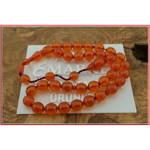 Turuncu Sıkma Kehribar Sistemli Tespih